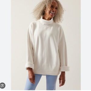 Athleta Cozy Karma Funnel Neck Sweatshirt Magnolia White Extra Large